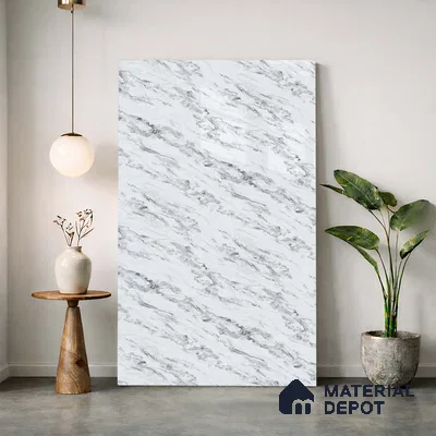 LM 23500 Calacatta Cloud 8 ft x 4 ft High Gloss Finish Decorative Laminate - 1 mm | Suitable for TV Unit, Wardrobe, Kitchen Cabinets