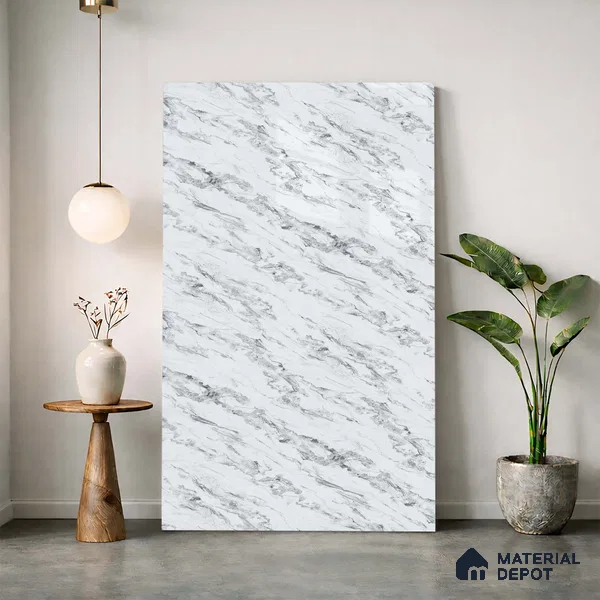 LM 23500 Calacatta Cloud 8 ft x 4 ft High Gloss Finish Decorative Laminate - 1 mm | Suitable for TV Unit, Wardrobe, Kitchen Cabinets