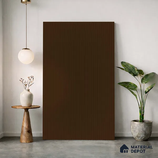 Fluted Solid Color Look LM 23502 Cedar plank 8 ft x 4 ft Bamboo Bliss Finish Decorative Laminate - 1 mm | Suitable for TV Unit, Wardrobe, Kitchen Cabinets