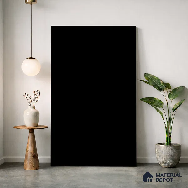 LM 23525 (SMT 405) Deep Black 8 ft x 4 ft Super Matte Finish Decorative Laminate - 1 mm | Suitable for Living Room, Kitchen, Office