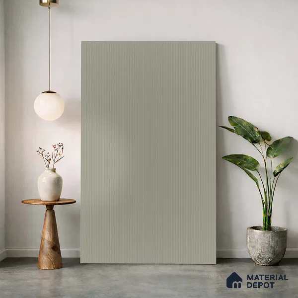 Fluted Solid Color Look LM 23531 Dulux Waterlily Blush 8 ft x 4 ft Micro Fluted Finish Decorative Laminate - 1 mm | Suitable for TV Unit, Wardrobe, Kitchen Cabinets