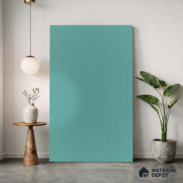Fluted Solid Color Look LM 23533 (MF 430) Sky Blue 8 ft x 4 ft Micro Fluted Finish Decorative Laminate - 1 mm | Suitable for TV Unit, Wardrobe, Kitchen Cabinets