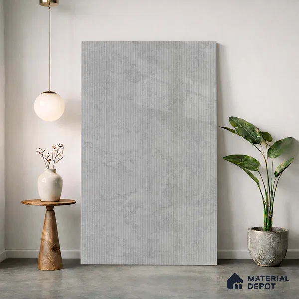 Marble Fluted Look LM 23553 Moonstone 8 ft x 4 ft Glittery Flute Finish Decorative Laminate - 1 mm | Suitable for TV Unit, Wardrobe, Kitchen Cabinets