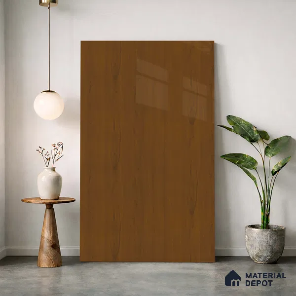 Wooden Look LM 23561 (HG 7125) Cinnamon Spice 8 ft x 4 ft High Gloss Finish Decorative Laminate - 1 mm | Suitable for TV Unit, Wardrobe, Kitchen Cabinets
