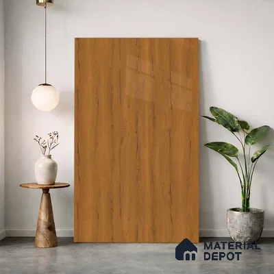 Wooden Look LM 23563 (HG 7252) Shadowed Walnut 8 ft x 4 ft High Gloss Finish Decorative Laminate - 1 mm | Suitable for TV Unit, Wardrobe, Kitchen Cabinets