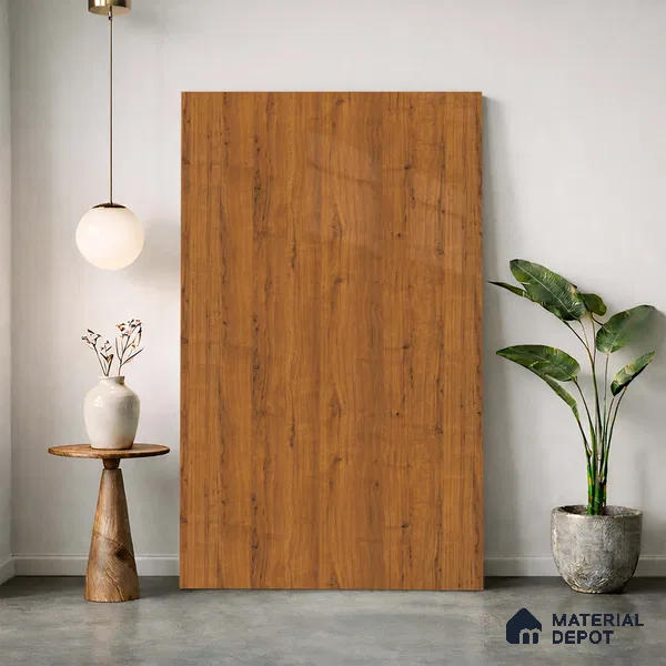 Wooden Look LM 23566 (HG 7116) SunDappled Oak 8 ft x 4 ft High Gloss Finish Decorative Laminate - 1 mm | Suitable for TV Unit, Wardrobe, Kitchen Cabinets