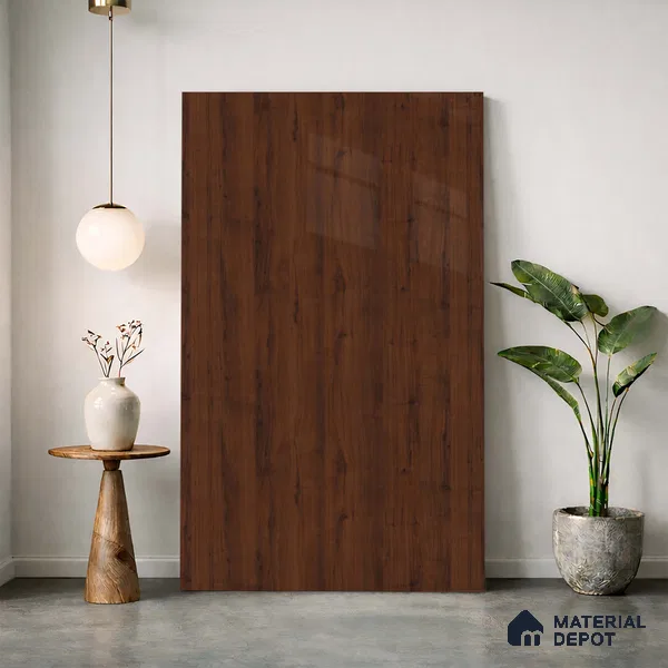 Wooden Look LM 23567 (HG 7117) Cacao Bean 8 ft x 4 ft High Gloss Finish Decorative Laminate - 1 mm | Suitable for TV Unit, Wardrobe, Kitchen Cabinets