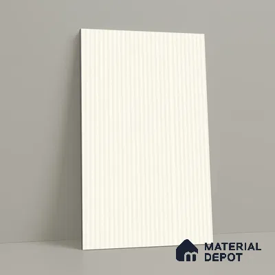Soft Cream White Fluted Solid Color LM 18333 8 ft x 4 ft Texture Finish Decorative Laminate - 1.25 mm | Suitable for TV Unit,Wardrobe, Kitchen Cabinets
