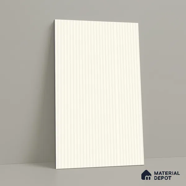 Soft Cream White Fluted Solid Color LM 18333 8 ft x 4 ft Texture Finish Decorative Laminate - 1.25 mm | Suitable for TV Unit,Wardrobe, Kitchen Cabinets