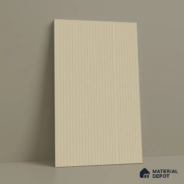 Light Beige Fluted Solid Color LM 18334 8 ft x 4 ft Texture Finish Decorative Laminate - 1.25 mm | Suitable for TV Unit,Wardrobe, Kitchen Cabinets