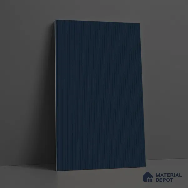 Dark Denim Blue Fluted Solid Color LM 18354 8 ft x 4 ft Texture Finish Decorative Laminate - 1.25 mm | Suitable for TV Unit,Wardrobe, Kitchen Cabinets