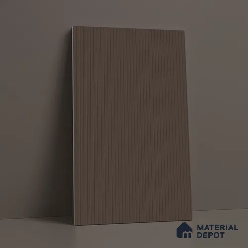 Chocolate Brown Fluted Solid Color LM 18356 8 ft x 4 ft Texture Finish Decorative Laminate - 1.25 mm | Suitable for TV Unit,Wardrobe, Kitchen Cabinets