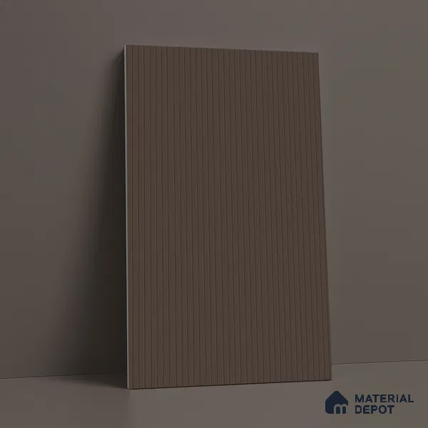 Chocolate Brown Fluted Solid Color LM 18356 8 ft x 4 ft Texture Finish Decorative Laminate - 1.25 mm | Suitable for TV Unit,Wardrobe, Kitchen Cabinets