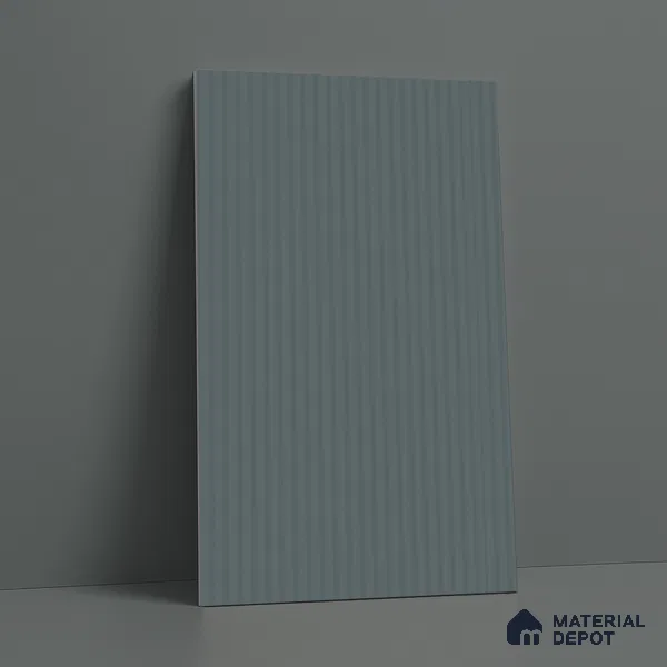 Slate Blue Fluted Solid Color LM 18366 8 ft x 4 ft Texture Finish Decorative Laminate - 1.25 mm | Suitable for TV Unit,Wardrobe, Kitchen Cabinets