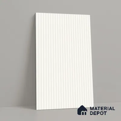 Fluted White Fluted Solid Color LM 18368 8 ft x 4 ft Texture Finish Decorative Laminate - 1.25 mm | Suitable for TV Unit,Wardrobe, Kitchen Cabinets