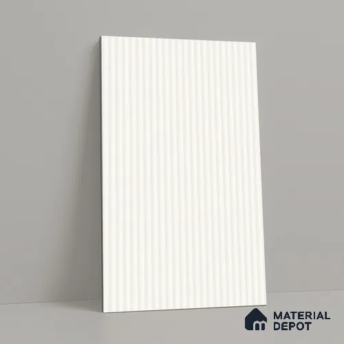 Fluted White Fluted Solid Color LM 18368 8 ft x 4 ft Texture Finish Decorative Laminate - 1.25 mm | Suitable for TV Unit,Wardrobe, Kitchen Cabinets