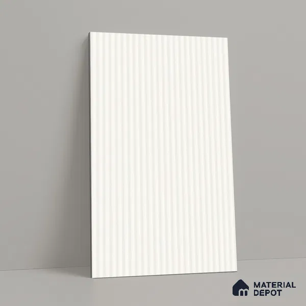 Fluted White Fluted Solid Color LM 18368 8 ft x 4 ft Texture Finish Decorative Laminate - 1.25 mm | Suitable for TV Unit,Wardrobe, Kitchen Cabinets