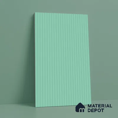 Mint Green Fluted Solid Color LM 18371 8 ft x 4 ft Texture Finish Decorative Laminate - 1.25 mm | Suitable for TV Unit,Wardrobe, Kitchen Cabinets