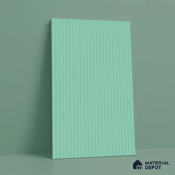 Mint Green Fluted Solid Color LM 18371 8 ft x 4 ft Texture Finish Decorative Laminate - 1.25 mm | Suitable for TV Unit,Wardrobe, Kitchen Cabinets