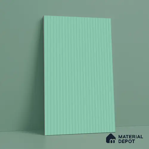 Mint Green Fluted Solid Color LM 18371 8 ft x 4 ft Texture Finish Decorative Laminate - 1.25 mm | Suitable for TV Unit,Wardrobe, Kitchen Cabinets