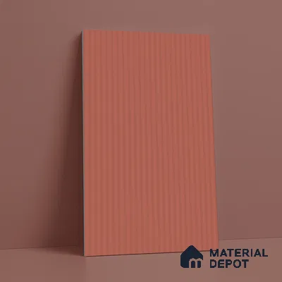 Brick Red Fluted Solid Color LM 18372 8 ft x 4 ft Texture Finish Decorative Laminate - 1.25 mm | Suitable for TV Unit,Wardrobe, Kitchen Cabinets