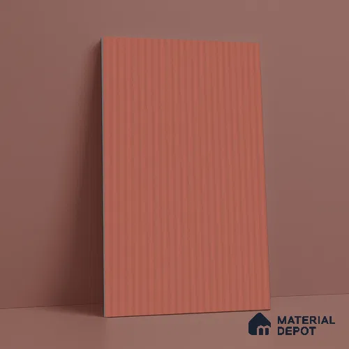 Brick Red Fluted Solid Color LM 18372 8 ft x 4 ft Texture Finish Decorative Laminate - 1.25 mm | Suitable for TV Unit,Wardrobe, Kitchen Cabinets
