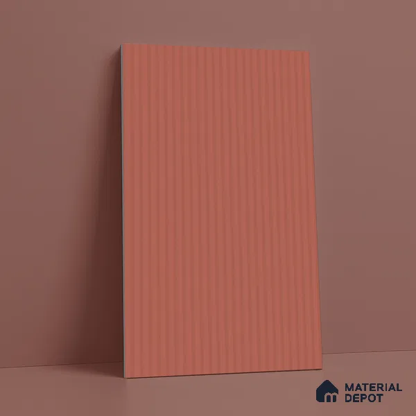 Brick Red Fluted Solid Color LM 18372 8 ft x 4 ft Texture Finish Decorative Laminate - 1.25 mm | Suitable for TV Unit,Wardrobe, Kitchen Cabinets