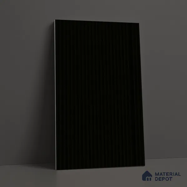 Charcoal Black Fluted Solid Color LM 18373 8 ft x 4 ft Texture Finish Decorative Laminate - 1.25 mm | Suitable for TV Unit,Wardrobe, Kitchen Cabinets