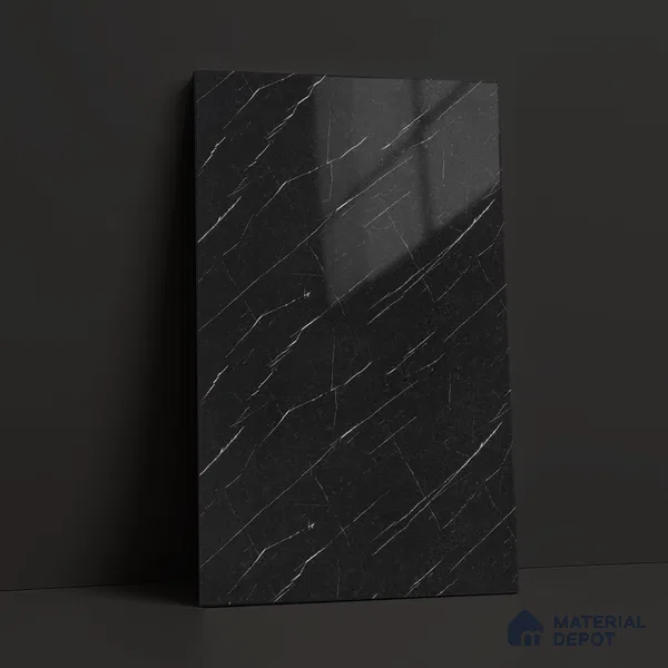 Black Marble Acrylic Laminate LM 24304 8 ft x 4 ft High Gloss Finish - 1.5 mm | Suitable for TV Unit, Wardrobe, Cabinets
