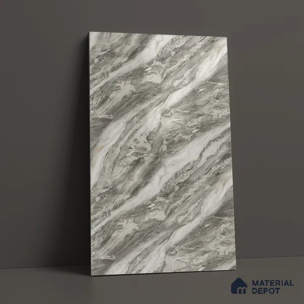 Grey Marble Acrylic Laminate LM 24305 8 ft x 4 ft High Gloss Finish - 1.5 mm | Suitable for TV Unit, Wardrobe, Cabinets