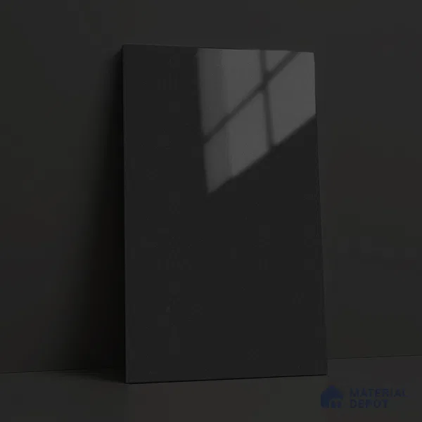 High Gloss Black Solid Color Acrylic Laminate LM 24337 8 ft x 4 ft High Gloss Finish - 1.5 mm | Matching Edgeband code - EB 02127 | Suitable for Living Room, Kitchen, Office