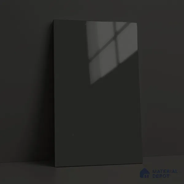 Jet Black Solid Color Acrylic Laminate LM 24350 8 ft x 4 ft High Gloss Finish - 1.5 mm | Matching Edgeband code - EB 02132 | Suitable for Living Room, Kitchen, Office