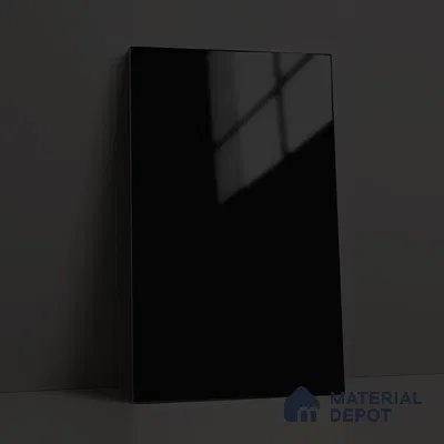 Jet Black Solid Color Acrylic Laminate LM 24358 8 ft x 4 ft High Gloss Finish - 1.5 mm | Matching Edgeband code - EB 02134 | Suitable for Living Room, Kitchen, Office