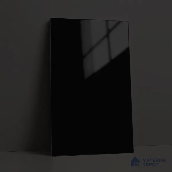 Jet Black Solid Color Acrylic Laminate LM 24358 8 ft x 4 ft High Gloss Finish - 1.5 mm | Matching Edgeband code - EB 02134 | Suitable for Living Room, Kitchen, Office