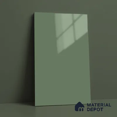 Sage Green Solid Color Acrylic Laminate LM 24544 8 ft x 4 ft High Gloss Finish - 1.5 mm | Matching Edgeband code - EB 02091 | Suitable for Living Room, Kitchen, Office
