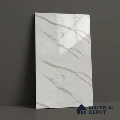 White Marble Acrylic Laminate LM 24552 8 ft x 4 ft High Gloss Finish - 1.5 mm | Suitable for TV Unit, Wardrobe, Cabinets