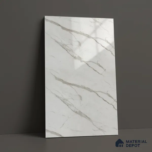 White Marble Acrylic Laminate LM 24552 8 ft x 4 ft High Gloss Finish - 1.5 mm | Suitable for TV Unit, Wardrobe, Cabinets