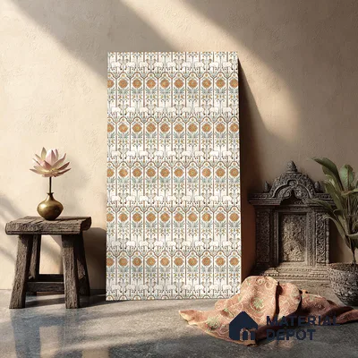 Multi Colour Digital look LM 23936 Nandini Pichwai Art 8 ft x 4 ft Texture Finish Decorative Laminate - 1 mm | Suitable for Living room,TV Unit, Highlighter Wall, Wardrobe, Feature Wall