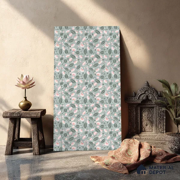 Grey Digital look LM 23937 Kamalam Pichwai Art 8 ft x 4 ft Texture Finish Decorative Laminate - 1 mm | Suitable for Living room,TV Unit, Highlighter Wall, Wardrobe, Feature Wall