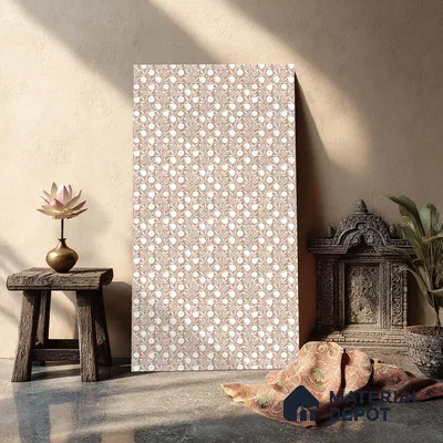 Brown Digital look LM 23947 Anarika Kalamkari Art 8 ft x 4 ft Texture Finish Decorative Laminate - 1 mm | Suitable for Living room,TV Unit, Highlighter Wall, Wardrobe, Feature Wall