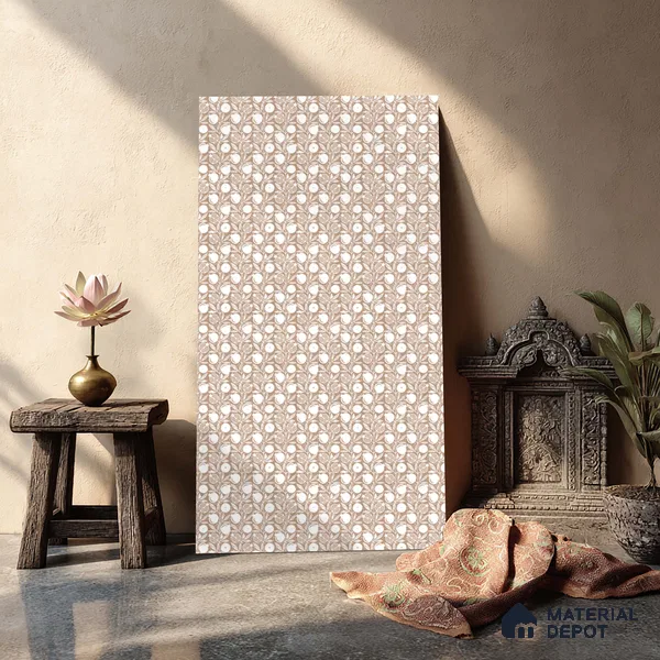 Brown Digital look LM 23947 Anarika Kalamkari Art 8 ft x 4 ft Texture Finish Decorative Laminate - 1 mm | Suitable for Living room,TV Unit, Highlighter Wall, Wardrobe, Feature Wall