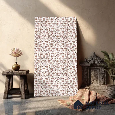 White Digital look LM 23949 Kamlotsav Pichwai Art 8 ft x 4 ft Texture Finish Decorative Laminate - 1 mm | Suitable for Living room,TV Unit, Highlighter Wall, Wardrobe, Feature Wall