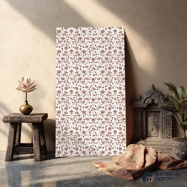 White Digital look LM 23949 Kamlotsav Pichwai Art 8 ft x 4 ft Texture Finish Decorative Laminate - 1 mm | Suitable for Living room,TV Unit, Highlighter Wall, Wardrobe, Feature Wall