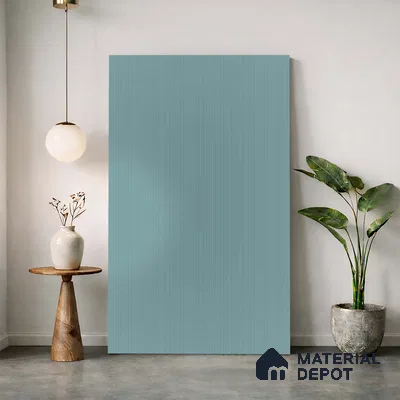 Powder Grey Fluted Solid Color LM 24372 8 ft x 4 ft Texture Finish Decorative Laminate - 1 mm | Suitable for TV Unit,Wardrobe, Kitchen Cabinets