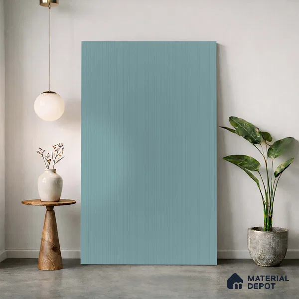 Powder Grey Fluted Solid Color LM 24372 8 ft x 4 ft Texture Finish Decorative Laminate - 1 mm | Suitable for TV Unit,Wardrobe, Kitchen Cabinets