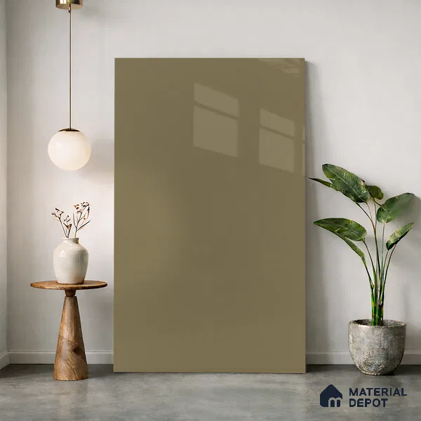 Ochre Brown Solid Colors Look LM 24449 8 ft x 4 ft High Gloss Finish Decorative Laminate - 1 mm | Suitable for Living Room, Kitchen, Office