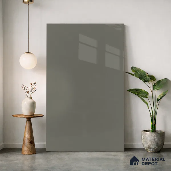 Deep Olive Green Solid Colors Look LM 24451 8 ft x 4 ft High Gloss Finish Decorative Laminate - 1 mm | Suitable for Living Room, Kitchen, Office