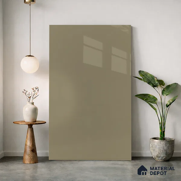 Light Caramel Brown Solid Colors Look LM 24453 8 ft x 4 ft High Gloss Finish Decorative Laminate - 1 mm | Suitable for Living Room, Kitchen, Office