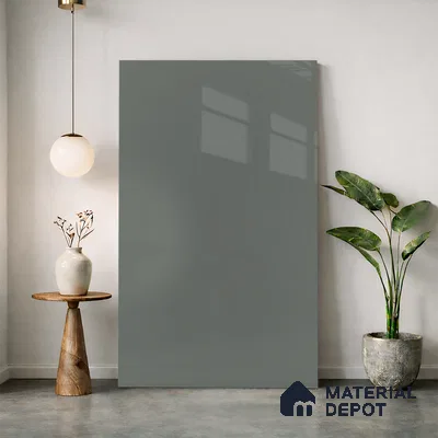 Slate Grey Solid Colors Look LM 24454  8 ft x 4 ft High Gloss Finish Decorative Laminate - 1 mm | Suitable for Living Room, Kitchen, Office