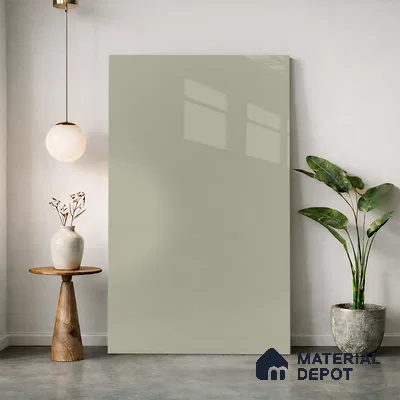 Pale Cream Solid Colors Look LM 24455  8 ft x 4 ft High Gloss Finish Decorative Laminate - 1 mm | Suitable for Living Room, Kitchen, Office